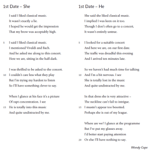 1st Date – She, 1st Date – He | THE GCSE & GCE ENGLISH PORTAL